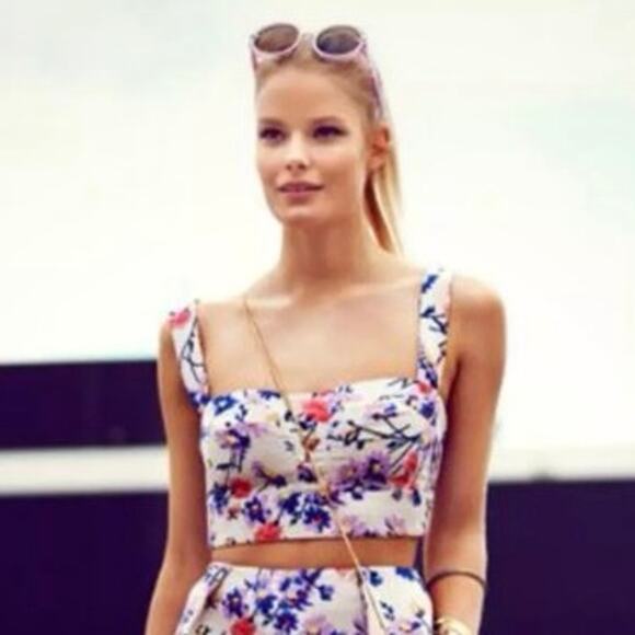 Jill Stuart Collection Size 6 Priscilla Crop Top Floral Josephine Print Silk - Picture 3 of 6